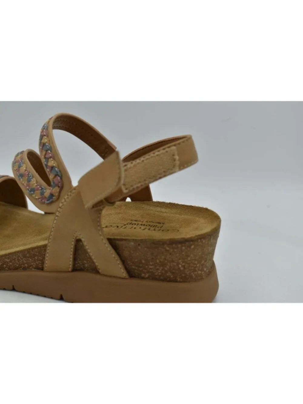 Comfortiva Women 9.5‎ Silvia Caramel Multi Color Leather Wedge Strappy Sandals
